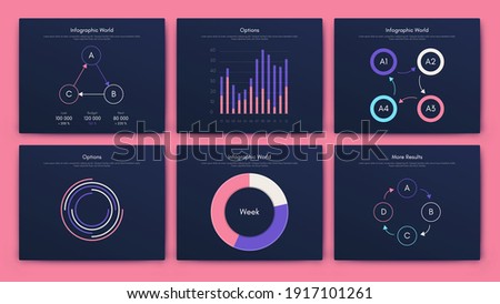 Modern infographic vector elements for business brochures. Use in website, corporate brochure, advertising and marketing. Pie charts, line graphs, bar graphs and timelines.