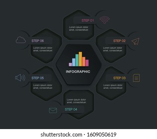 Modern infographic, Vector illustration with 6 text box can be used for business, start up, education, workflow or cycle