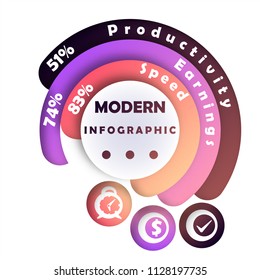 Modern infographic. Vector illustration. Technology icons in gradient style. Graphic design. Digital art. Cartoon set. 10