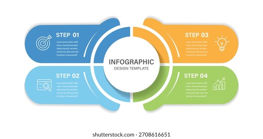Moderne Infografik-Vektorvorlage. 4 Optionen Präsentation mit Icon-Elemente für Unternehmen.