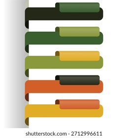 Modelo de vetor infográfico moderno, 6 passos de fita curvos coloridos para apresentações de negócios, design da Web e visualização de dados