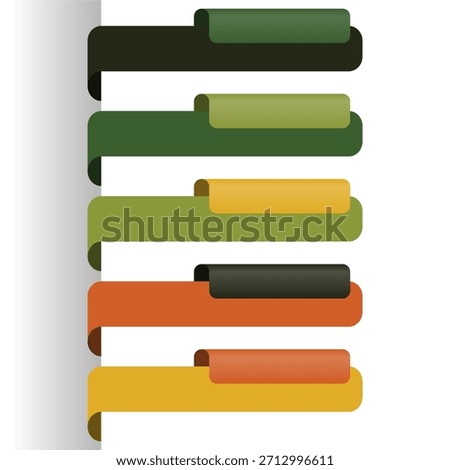 Modern Infographic Vector Template, 6 Colorful Curved Ribbon Steps for Business Presentations, Web Design and Data Visualization