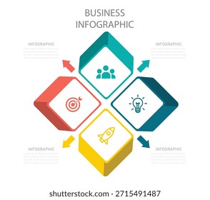Modern Infographic Vector Template. Can be used for workflow layout, diagram, annual report, web design. Chart infographic template with 4 options for presentations. Vector illustration.