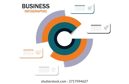 Plantilla de Vector de infografía moderna. Gráfico circular circular dividido en 7 sectores coloridos. Concepto de ocho características del proyecto de inicio para seleccionar. Ilustración vectorial.