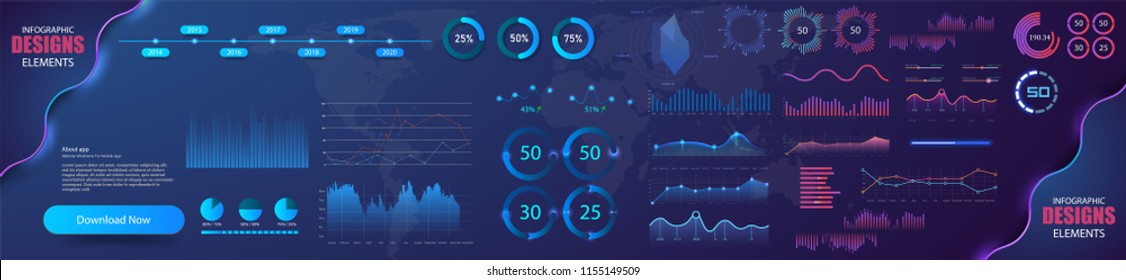 Modern modern infographic vector template with statistics graphs and finance charts. Diagram template and chart graph, graphic information visualization illustration