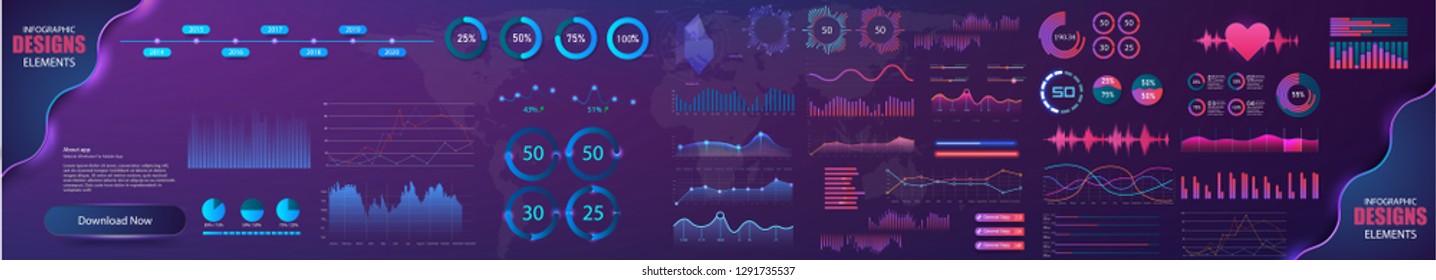 Modern modern infographic vector template with statistics graphs and finance charts. Diagram template and chart graph, graphic information visualization illustration. stock vector