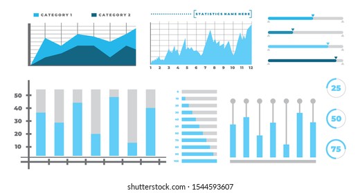 Modern infographic vector template with statistics graphs and finance charts diagram template. Diagram template and chart graph, graphic information visualization elements