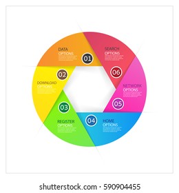 Modern infographics business design with 6 options options banner.Vector illustration.
