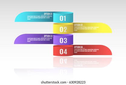 Modern infographics for business projects. A diagram to show your work. Option number. Realistic paper tapes. Vector illustration in a flat style. EPS 10