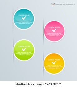 Modern infographics colorful design template with shadow vector illustration.