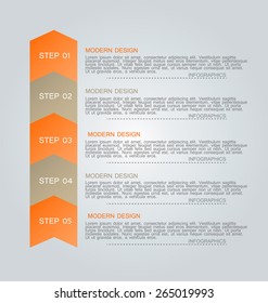 Modern infographics colorful design template with shadow orange color vector illustration