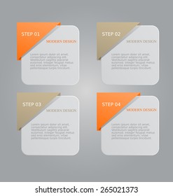 Modern infographics colorful design template with shadow orange color vector illustration