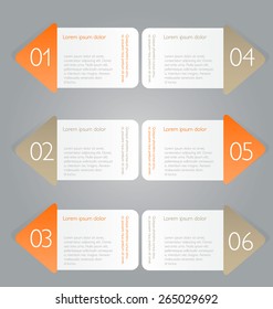 Modern infographics colorful design template with shadow orange color vector illustration