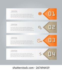 Modern infographics colorful design template with shadow orange color vector illustration