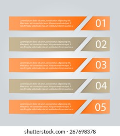 Modern infographics colorful design template with shadow orange color vector illustration