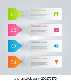 Modern infographics colorful web design template with shadow vector illustration. 
