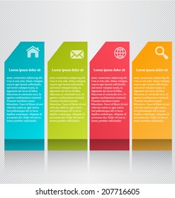 Modern infographics colorful web design template with shadow vector illustration. 