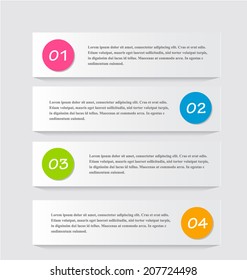 Modern infographics colorful web design template with shadow vector illustration.