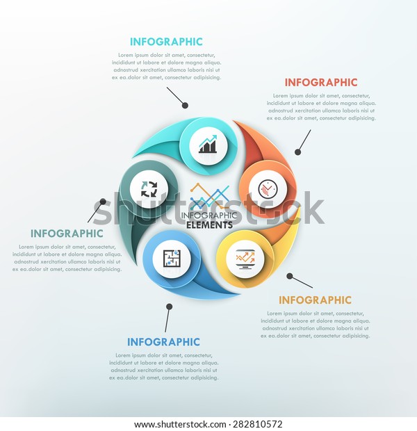 Modern Infographics Cycle Template 5 Colorful Stock Vector (Royalty ...