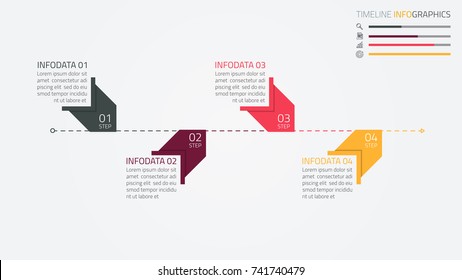 Modern infographics design template with arrows.Timeline with 4 steps,line.Vector illustration