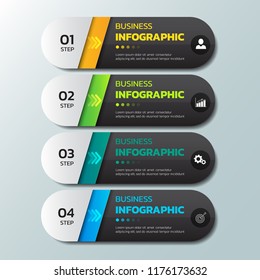 Modern Infographics design template, Business concept with 4 steps or options, can be used for workflow layout, diagram, annual report, web design. Creative banner,label vector.
