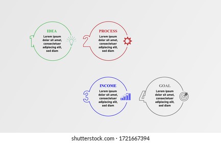 Modern infographics design template with circles and marketing icons.Business concept with 4 options, steps or process.Vector illustration.