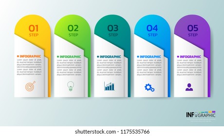 Modern Infographics design template, paper origami concept with 5 steps or options, can be used for workflow layout, diagram, annual report, web design. Creative banner,label vector.