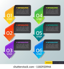 Modern Infographics design template, paper origami concept with 6 steps or options, can be used for workflow layout, diagram, annual report, web design. Creative banner,label vector.