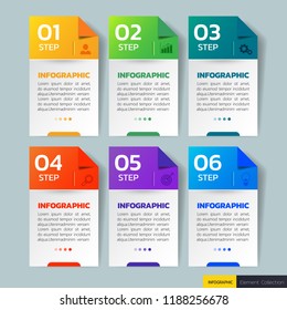 Modern Infographics design template, paper origami concept with 6 steps or options, can be used for presentation slide, diagram, annual report, web design. Creative banner,label vector.