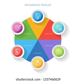 Modern infographics design vector and marketing icons can be used for topics like economics, finances, workflow, web design. Business data visualization with 6 options, steps or processes.