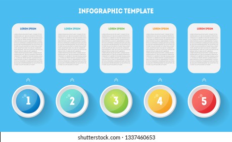 Modern infographics design vector and marketing icons can be used for topics like economics, finances, workflow, web design. Business data visualization with 5 options, steps or processes.