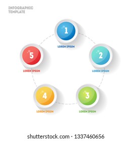 Modern infographics design vector and marketing icons can be used for topics like economics, finances, workflow, web design. Business data visualization with 5 options, steps or processes.