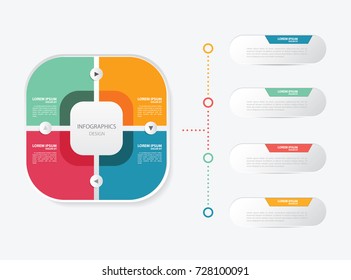 Modern Infographics design. Vector timeline infographic template. Red , Blue , Yellow and Green colors.
