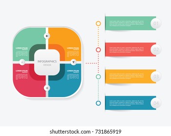 Modern Infographics design. Vector timeline infographic template. Red , Blue , Yellow and Green colors.