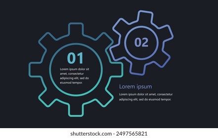 Modern infographics with elements in the form of gears that symbolize the process of an idea or strategy in business. The elements are interconnected, creating a sense of network and support.