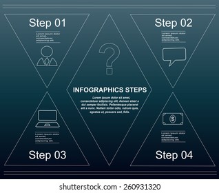 Modern infographics elements and steps with many icons blue