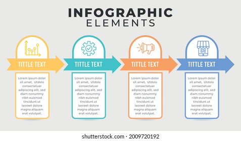 Modern infographics with four colors, Flat table of contents infographic