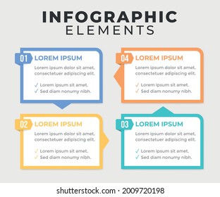 Modern infographics with four colors, Flat table of contents infographic