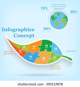Modern infographics global template for 8 options. 
