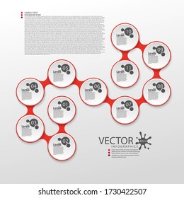 Modern infographics. Layout for the business plan. Presentation of a new project. Eleven steps of development. Web design element. Graphic information. Marketing. Vector illustration.