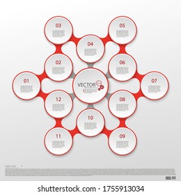 Modern infographics. Layout for the business plan. New project. Twelve steps of development. Web design element. Graphic information. Marketing. Vector illustration.