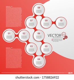 Modern infographics. Layout for the business plan. New project. Ten steps of development. Web design element. Graphic information. Marketing. Vector illustration.