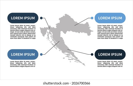 Modern Infographics Maps of Croatia, Blue theme color, Editable vector EPS 10.