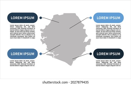 Modern Infographics Maps of Sierra Leone, Blue theme color, Editable vector EPS 10.