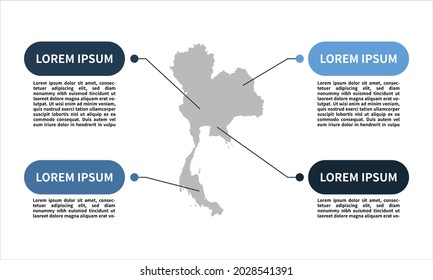 Modern Infographics Maps of Thailand, Blue theme color, Editable vector EPS 10.