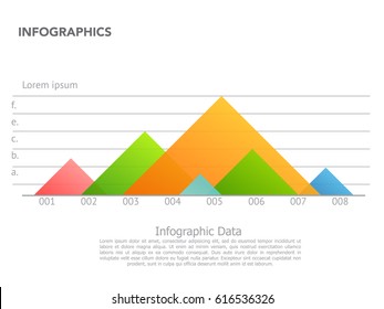 Modern infographics multi color triangle options template with paper sheets,Can be used for web design and workflow layout