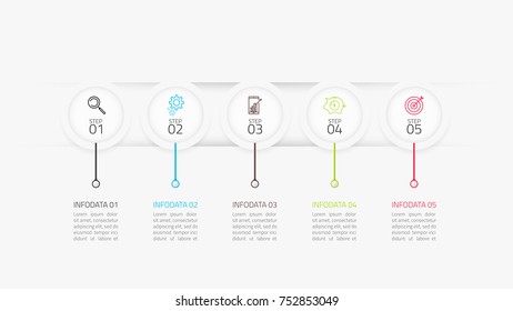  Modern infographics number options template. Vector illustration.Can be used for workflow layout, diagram, annual report, web design. Business concept with 5 options, steps or processes.