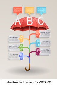 Modern infographics option banner, with red umbrella, EPS 10 contains transparency.