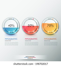 Modern infographics options banner with 3 circle buttons. Vector. Can be used for web design and  workflow layout