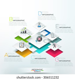 Modern infographics options banner with 3d white blocks, steps for 8 options. Vector. Can be used for web design and  workflow layout
